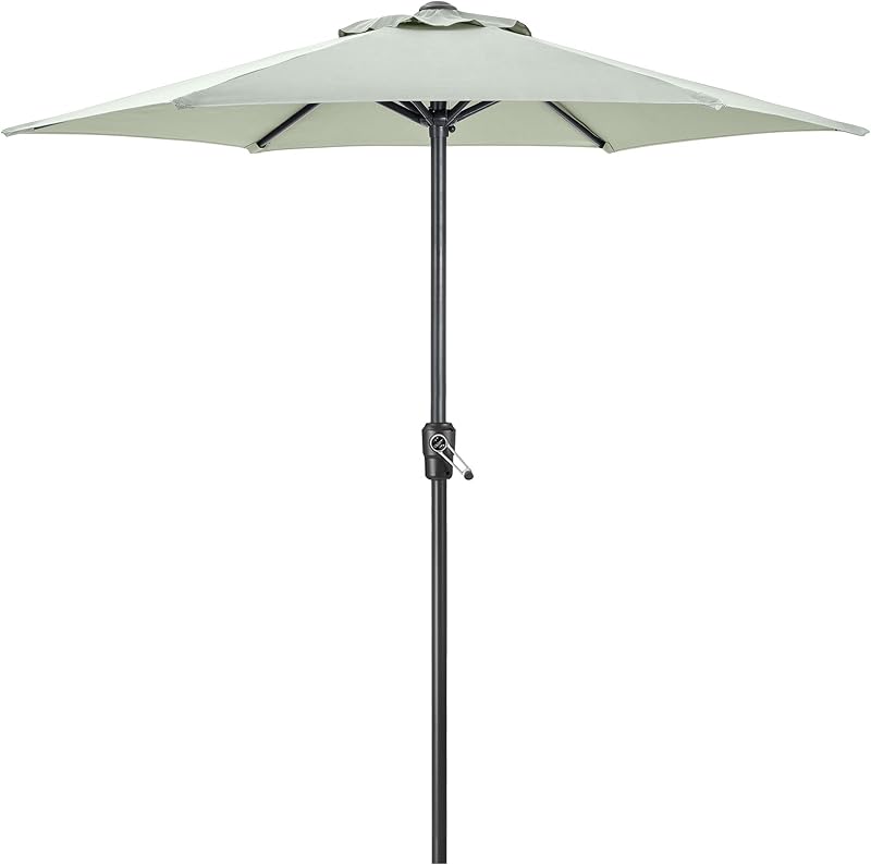 Christow Garden Parasol Umbrella 2.4m Steel Crank Wind Up Sun Shade