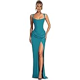 Qgeno Satin Corset Prom Dress with Slit Mermaid Bodycon Long 2026 Formal Evening Gowns for Women