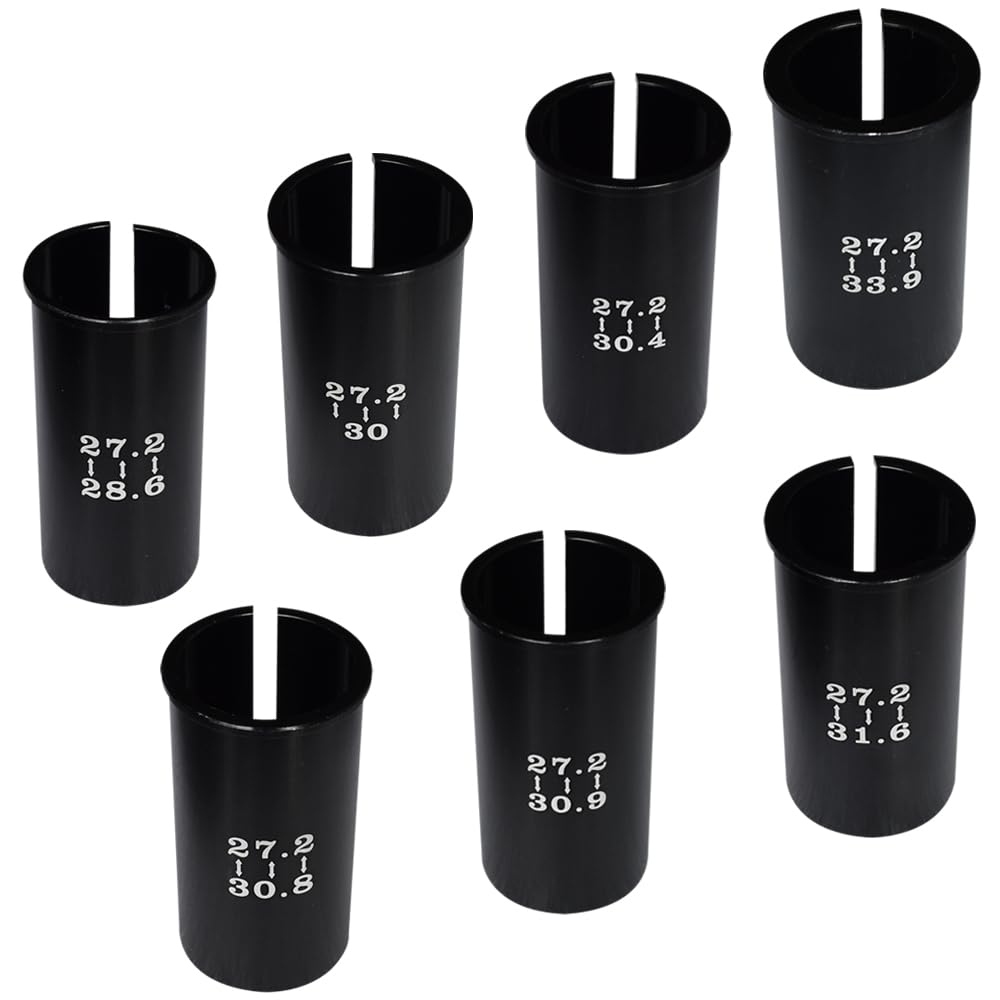 Yuauy Set of 7 Sizes Bike Seat Post Adapter Shim Seat Post Adapter Bicycle Seat Tube Conversion Sleeve 27.2mm to 28.6/30/30.4/30.8/30.9/31.6/33.9mm 60mm Aluminum Alloy for Road Mountain Bike MTB