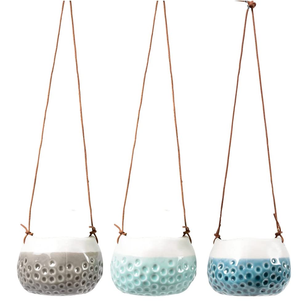 Burgon & Ball Baby Dotty Set Of 3 Mini Inoor Hanging Ceramic Pots