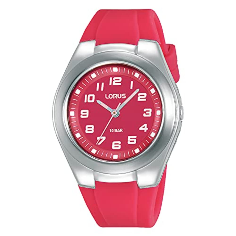 Lorus Kids Pink Silicone Strap & Dial Watch with Curved Acrylic Glass