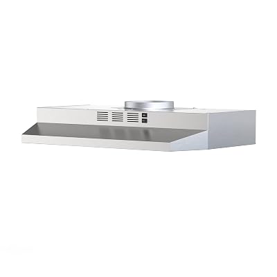 FIREGAS 30 inch Range Hood Under Cabinet, Ducted/Ductless Convertible Stainless Steel Kitchen Range Hood with Rocker Button Control, 2 Speed Exhaust Fan, 300 CFM Aluminum Filter Included