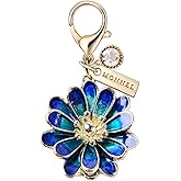 MONNEL MC386 Little Chrysanthemum with Lobster Clasp Charm for Women with Velvet Bag (Blue,1 Piece)