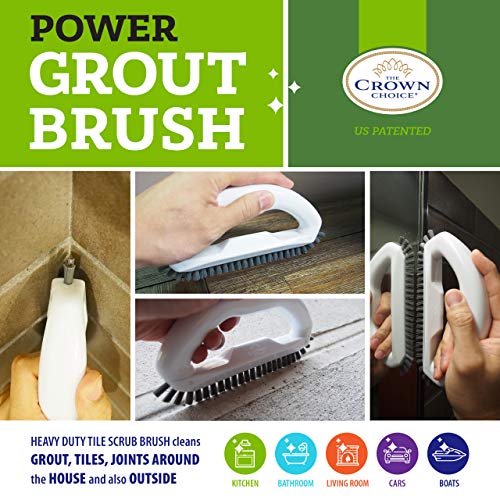 Grout Cleaner Brush with Stiff Angled Bristles and 3in1 Grout