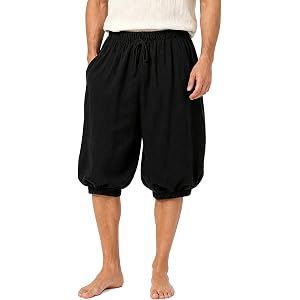 Pirate Pants, Knee Length Renaissance Lantern Trousers for LARP & Halloween | A costume-bottom option for role play, themed e