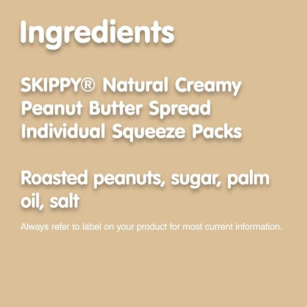 SKIPPY NATURAL CREAMY PEANUT BUTTER SPREAD INDIVIDUAL SQUEEZE PACKS, 1.15 OUNCE (8 POUCHES)
