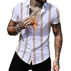 Uni Clau Men's Short Sleeve Dress Shirts Fashion