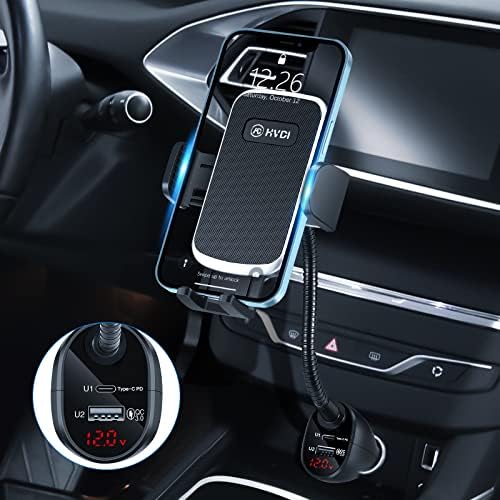 HVDI Car Cigarette Lighter Phone Mount USB C Fast Car Charger Phone Holder,36W Power Delivery