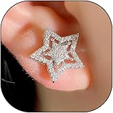 Dainty 925 Silver Star Earrings Geometric Cubic Zirconia Star Stud Earrings Hypoallergenic Crystal Post Earrings Jewelry Presents for Women Wife