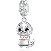YAFEINI Sea Otter Charm 925 Sterling Silver Sea Otter Bead for Otter Bracelet Animal Jewerly Gifts for Women