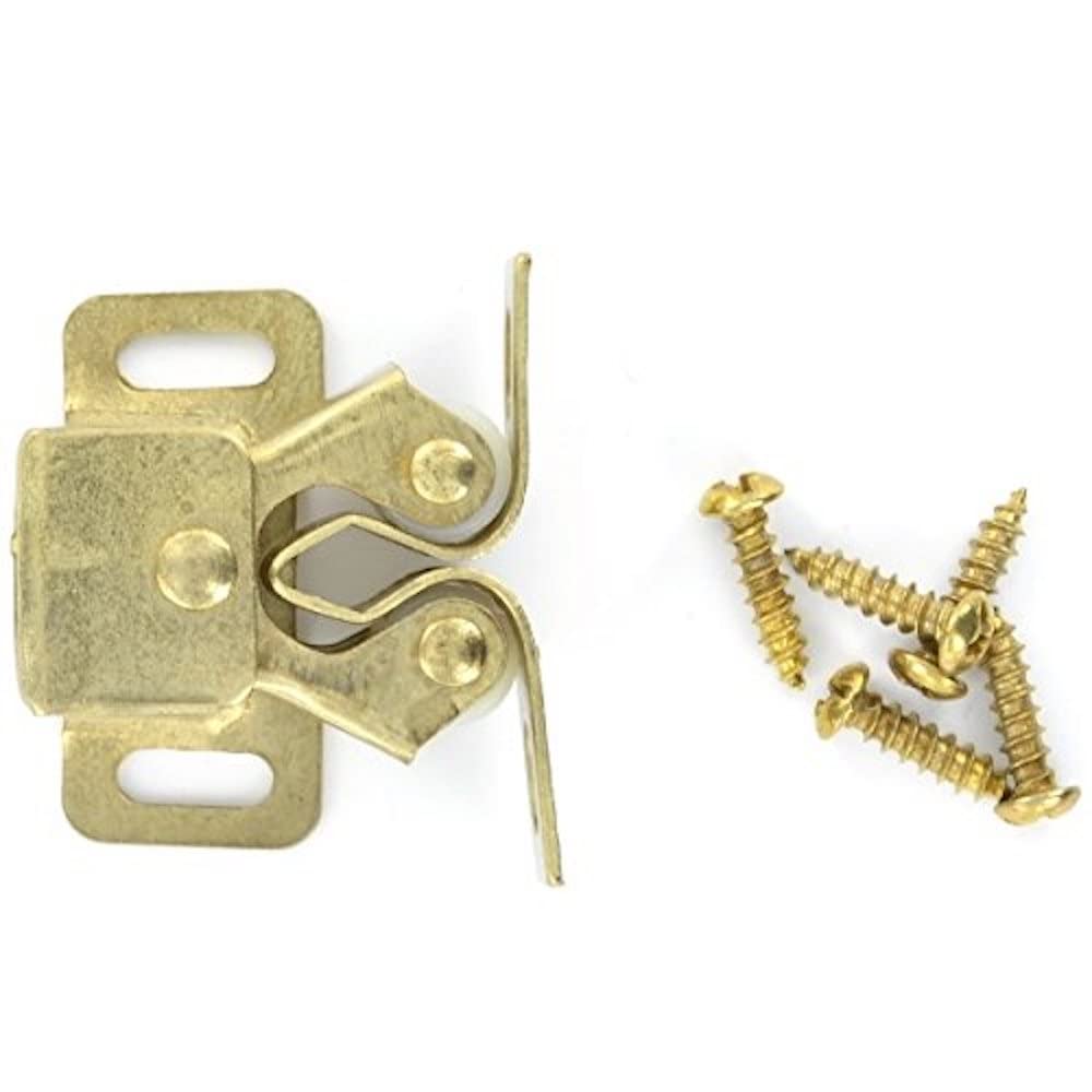 Merriway BH04474 (15 Pcs) EB Brass Plated Double Roller Cupboard Cabinet Door Catch - Pack of 15 Pieces