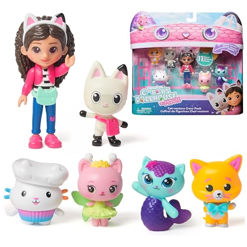 DREAMWORKS GABBY'S DOLLHOUSE The Movie, Cat-Venture Crew Pack, 11-Piece Toy Figure Set with Accessories, Kids Toys for Girls & Boys Ages 3 and Up