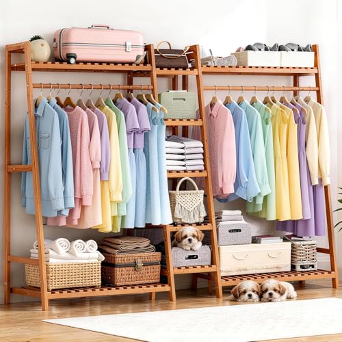 GARUISKY Rack para ropa, Closet armables para ropa con 9 Compartimentos de Almacenamiento, 160x40x140CM Perchero con Estantes, para Balcón, Dormitorio, Sala de estar y Lavandería, Fácil de montar