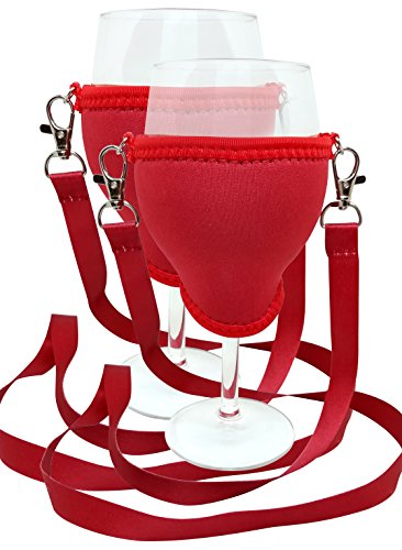 WineHolder wine glass holder, including neck strap (lanyard) Rot 2er Set