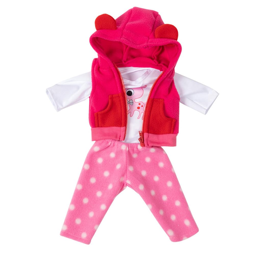 NIXNUT Doll Clothes Winter Outfit Plush Vest Top Pants for American Girl Doll 18-inch with Animal Pattern