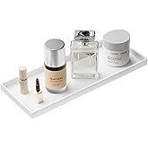 Mriluvy Vanity and Bathroom Tray, 15" ABS Countertop Organizer,Waterproof Vanity Tray for Toilet Tank,Perfume,Soap,Keys,Bathroom Accessories,Kitchen and Bath Trays,Non Slip Small Trays,White