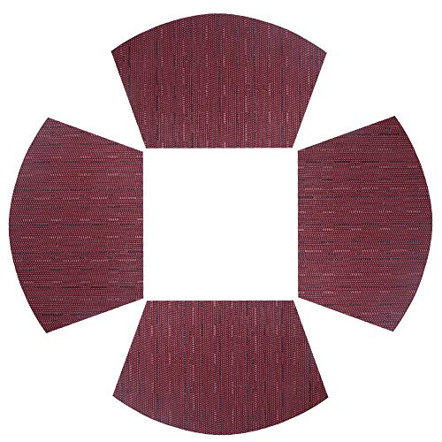 SHACOS Round Table Placemats Set of 4 Wedge Placemats Burgundy Red Heat