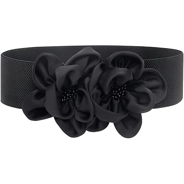 Women Big Floral Elastic Wide Waist Belt Stretch Cinch  display picture 2