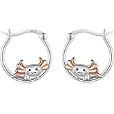 JUSTKIDSTOY Hypoallergenic Panda/Unicorn/Hummingbird/Dolphin Hoop Earrings for Women 925 Sterling Silver Animal Huggie Hoop Earrings Jewelry Gifts for Sensitive Ears