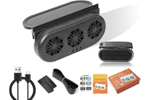 MYUOOT 2025 Update Solar-Powered Car Window Exhaust Fan with 3 Air Outlet, Solar Ventilation for Vehicle, Solar Ventilation Fan for Car,Solar Car Window Vent Fan for Most Models of Cars,Black