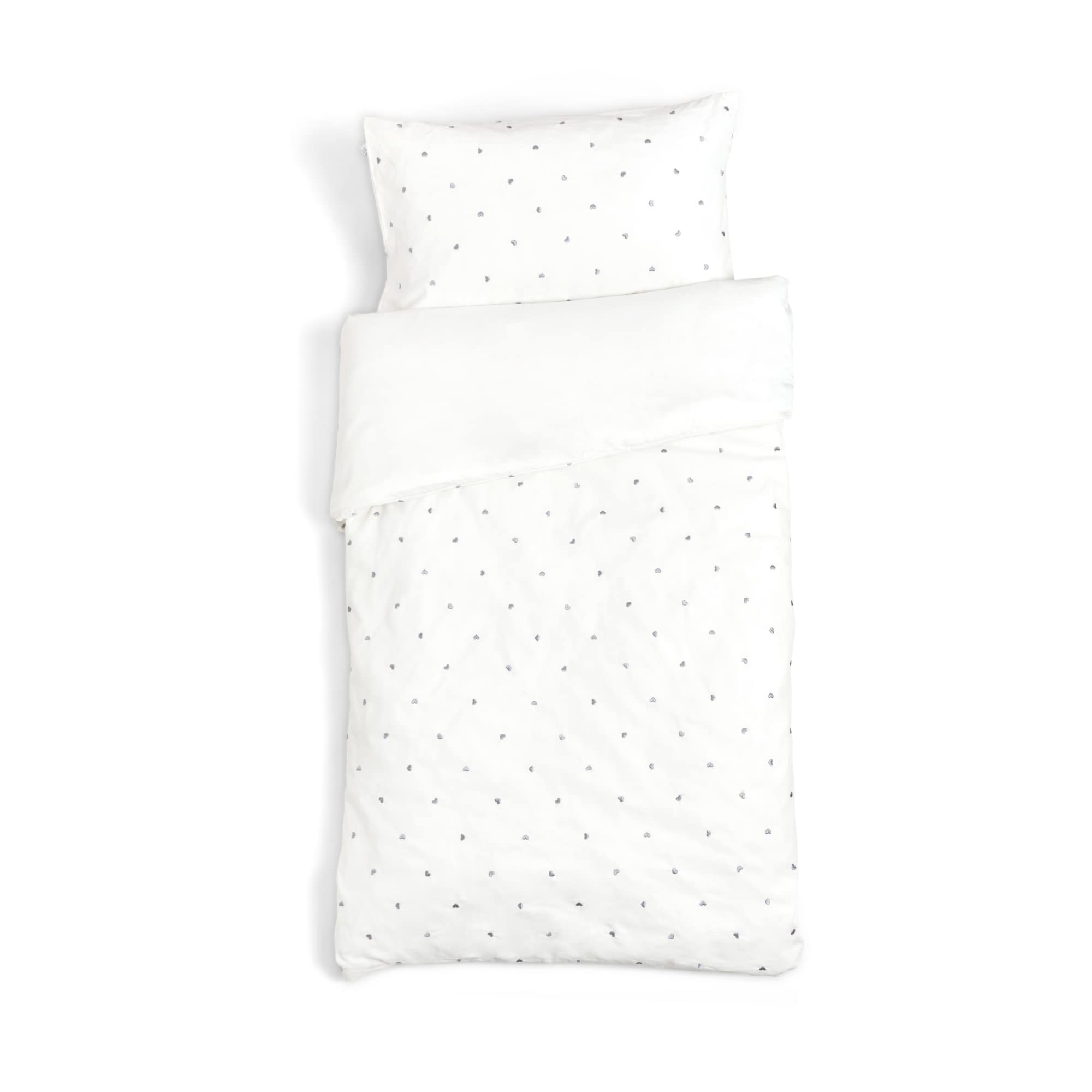 Clair de Lune | Lullaby Hearts Toddler Duvet Cover with Pillow Case | Bedding Set for Cot Beds and Toddler Beds