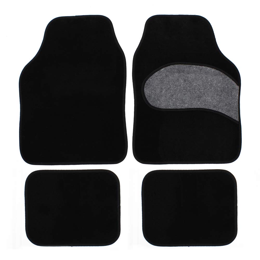 JVL Endurance Universal PVC Backed Car Mat Set, Black/Grey, 4 Pieces