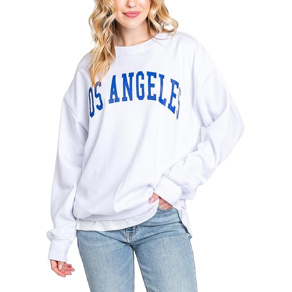 LOFAAC Women's Oversized California Graphic Fleece Sweatshirt - Crew Neck Pullover Jumper, Streetwear - View #9