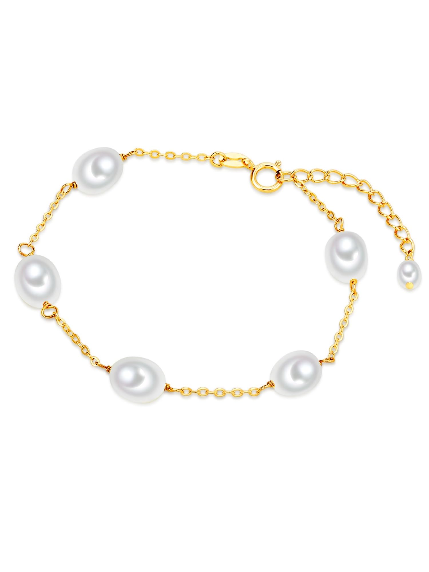 Valero Pearls Female 925/- Sterling Silver Fresh Water Cultured Pearls approx. 7,0-7,5 mm Pearl Bracelet