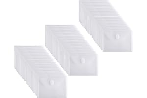YESSART 5x7 Small Plastic Envelopes Hook Loop Closure Receipt Storage Holder 60 Pack