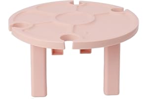 Portable Picnic Table Wine Glass Holder Outdoor Folding Table Convenient Plastic Folding Table for Outdoor Party (Pink)