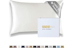 ZIMASILK 22 Momme Silk Pillowcase for Hair and Skin - 100% Pure Mulberry Silk with Hidden Zipper, Grade 6A Luxury Pillow Case for Women, Soft & Durable, Gift Box (Standard 20''x26''Ivory)