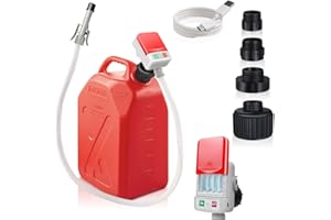 HiNADA Auto-Stop Fuel Transfer Pump - USB Type-C or Battery Power, Portable 3.2 GPM with 51'' Extra Long Hose, 4 Can Adapters