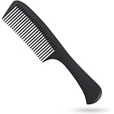 Large Detangling Comb With Professional Handle - Carbon Fiber, Cutting, Hairdressing, Styling, Round Tooth, Barber, Travel Hair Comb for Men and Women