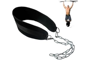 HemeraPhit Pull-up Belt Weighted Dip Belt with Chain Double D-ring Weightlifting Back Support Strap Home Gym Equipment Waist Belt