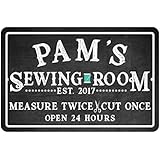 Pattern Pop Personalized Sewing Room Chalkboard Look Metal Room Sign