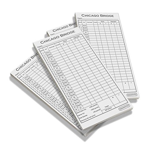 Brimtoy Chicago Bridge Score Pads 4 Pack, Easy to Use to Support Bridge Card Game, 200 Sheets, 50 Pages per Pad