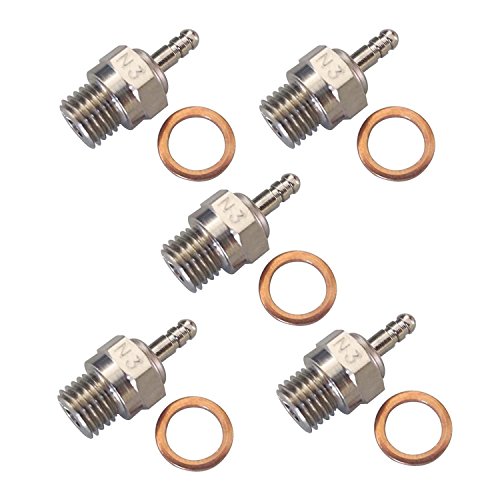 powerday Spark Glow Plug No.3 N3 Hot 70117 for RC Nitro Engines Car Truck TraxxasCompatible with: VOLCANO T2, VORTEX SS, TORNADO BB and more... Medium for club racing and sport use. (pack of 5 pcs)