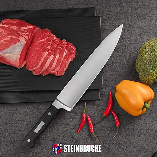 STEINBRÜCKE Chef\'s Knife - 10 Inch Pro Kitchen Knife, HRC58 German Stainless Steel, Sharp Chef Knife with Full Tang Ergonomic handle for Home Kitchen Restaurant