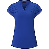 Felisou Womens V Neck Golf Polo Shirts Short Sleeve Sport Shirt Workout Tops
