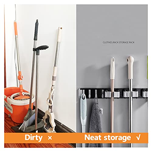 Mop and Broom Holder Wall Mount, Adjustable Aluminum Alloy Broom