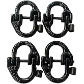 UTFTFWLW 5/16" Trailer Safety Chain Connector Link Tow Hitch Chain Connecting Hammerlock Coupling Link Towing Lifting Trucks Accessories 4pack G80 Alloy Steel 4500lbs Working Load Limit Black (HDK2T)