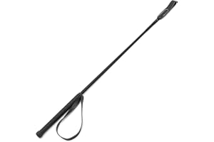 Jeffers Equine Horse Riding Crop for Equestrian Training – Durable Fiberglass Shaft with Leather Slapper & Rubber Grip – Riding Aid for English, Western, Dressage, Trail, & Show Riders - Black 24½"