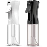 Continuous Spray Bottle for Hair, Refillable Gentle Mister (2 Pack, 6.8 Oz) | Long-Lasting Misting, Ultra-Fine Mist for Hairstyling, Cleaning Solutions, Planting, Pets, Barbers, Salons, Essential Oils