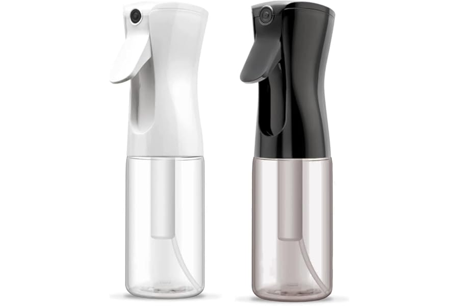 ELEMSY Spray Bottle For Hair (2 Pack 6.8 OZ) Continuous Mister Empty Spray Bottles, Ultra Fine Mist Water Sprayer for Hairstyling, Cleaning, Plants, Pets, Barbers, Salons, Essential Oil Scents
