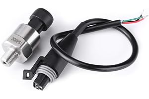 300 PSI Pressure Transducer Sender Sensor with Connector 1/8" NPT Thread Stainless Steel Pressure Transducer for Oil Fuel Air