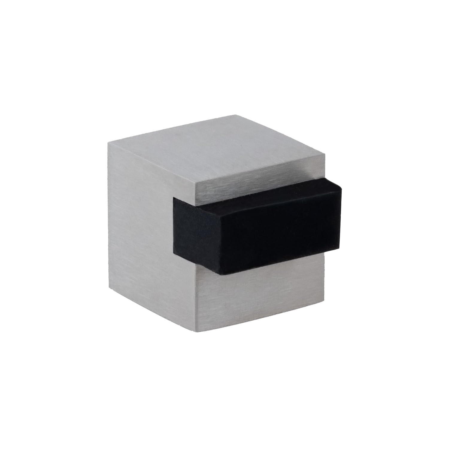 EVI Herrajes | Floor Door Stop - Square Design | 20x20 mm | Steel - Black Rubber | Adhesive Mounting| I-197/20