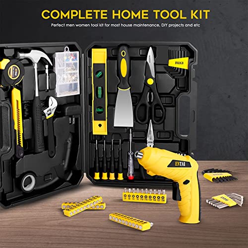ENTAI Tool Kit for Home, Basic Tool Kit with 3.6V Cordless Screwdriver