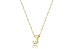 Lisitine Bubble Initial Necklaces Dainty Gold Letter Necklace 14K Gold Plated Cute Name Choker Necklaces for Women Trendy Gold Personalized Jewelry Gift for Women
