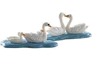 Lemax Swans, Set of 2 White Polyresin Figurines