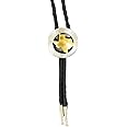 M & F Western Men's Round Texas Bolo Tie Silver Gold Plated, One size